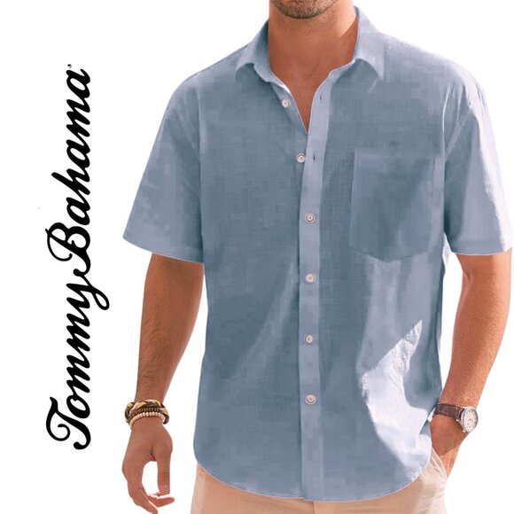 NWT Tommy‎ Bahama RELAX 100% Linen Button Down Shirt XL Tall Dockside Blue